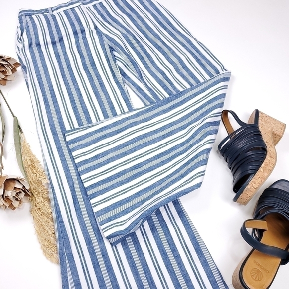 Michael Kors Blue White Stripe Wide Leg Pants 0 - Picture 4 of 12